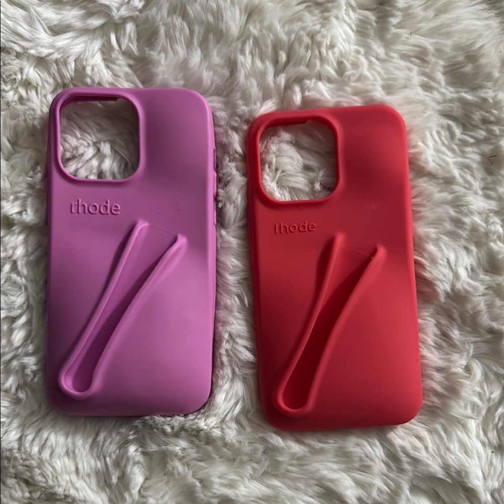 RHODE IPhone 14 Pro Max pink and Red Phone Cases with Built-in Grip